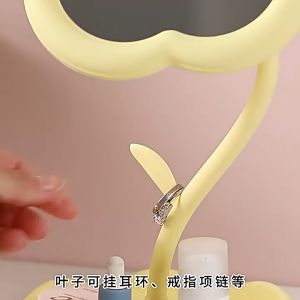 กระจกแต่งหน้า กระจกหมุนได้ 360องศา รูปดอกไม้น่ารักๆ สามารถเก็บเครื่องประดับได้ด้วย กระจกตั้งโต๊ะ แบบมินิมอล วัสดุแข็งแรง มีให้เลือก3สี (makeup mirror)