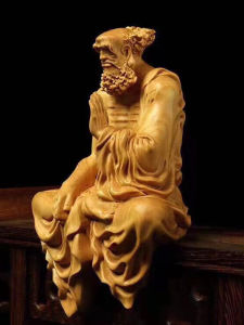 Rocks Pine Wood Carving Zen Style Living Room Home Decorations Sculpture Buddhist Meditation Master Questioning Craftsmanship