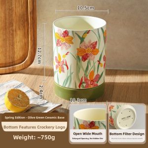 SHELI | French Style Waterproof Moldproof Ceramic Chopsticks Storage Box
