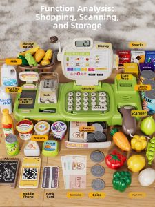BABYSHOME | Educational Supermarket Cash Register Toy for Kids