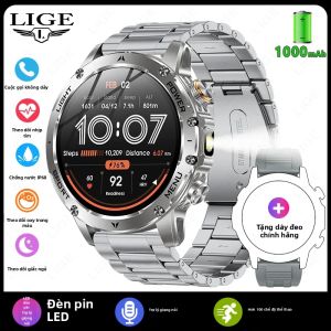 LIGE | Đồng Hồ Thông Minh Nam LIGE Với Pin 1000mah Đèn Pin LED Cuộc Gọi Bluetooth Máy Đo Nhịp Tim Đồng Hồ Đeo Tay Thể Thao Ngoài Trời Chống Nước