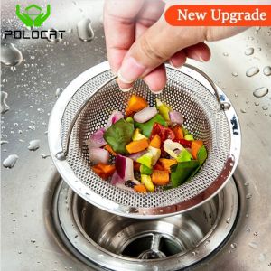 Polocat Kitchen Sink Strainer with Handle Stainless Steel Sink Funnel Anti Blocking Dishwasher Basin Floor Drain Sewer Hair Strainer