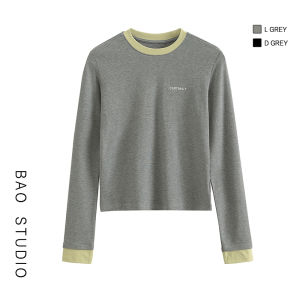 Fashionable Korean Style round Neck Letter T-Shirt Soft Comfortable Base Layer Shirt Autumn Season Long Sleeve Commute Friendly