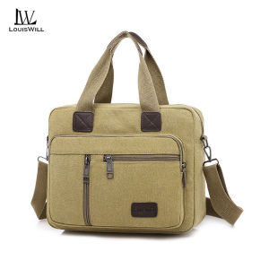 LouisWill Mens Canvas Bag Retro Shoulder Bag Waterproof Messenger Bag Fashion Handbag Commuter Bag Lightweight Casual Bag Fashion Leisure Sport Street Bag for College Student