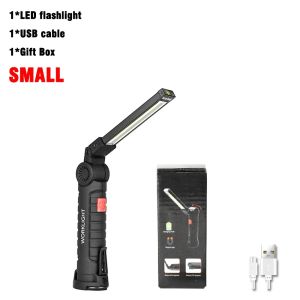 LED Flashlight Rechargeable Work Light Hanging Hook Magnetic with Builtin Battery USB Portable Flash Light Camping Repair Torch