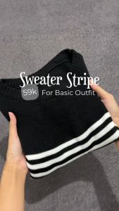 BAJU SWEATER STRIPED KNIT RAJUT KOREA STYLE PREMIUM - BAJU ATASAN WANITA KEKINIAN DAN TERLARIS
