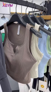 Áo phông ba lỗ cổ V croptop thể thao nữ XGYM chất dệt kim tập gym yoga chạy bộ tennis XWX1508