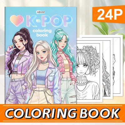 K-POP Coloring Book for Adult Featuring 24 Pages for Stress Relief Relaxing DIY Hand Drawing Painting Book