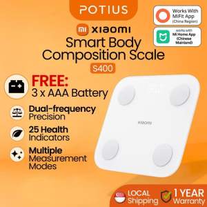 【𝗙𝗥𝗘𝗘 𝗕𝗔𝗧𝗧𝗘𝗥𝗜𝗘𝗦】XIAOMI Body Composition Scale S400 | Dual-Frequency Precision | 25 Body Composition Indicators | MiFit