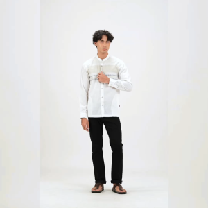 EDWIN JEANS - KOKO EMIR WHITE Kemeja Lengan Panjang Baju Muslim Pria Top Man Muslim Shirt