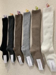 Thickened Winter Womens Woolen Socks Dongda Gate Street Style Pure Color Long Tube Slimming Striped Knitted High Top Socks