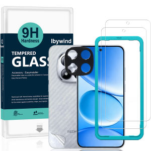 Ibywind For Xiaomi Redmi Note 15 Pro 5G Screen Protector(Pack of 2) with 1pc Metal Lens Protector 1pc Carbon Fiber Back FIlm Easy Install Kit