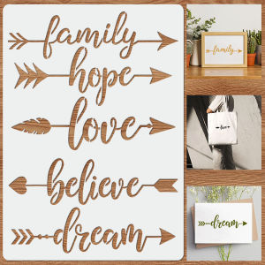 1PC 8.27x11.69inch Arrow Lettering Stencil for DIY Door Sign Scrapbooking Decor
