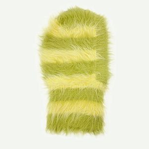 New Wool Blended Plush Balaclava Hat Contrast Color Fluffy Knitted Hat Women Winter Retro Neck Protector Mask Skullies Beanies