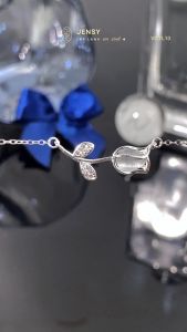 Dây Chuyền Bạc Nữ S925 Cao Cấp Jensy Hoa Tulip Xinh Xắn "Tulie" VCTL10. Vòng Cổ Bạc Nữ