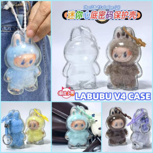 Aitemay 3PCS MINI LABUBU Compatible V4 Acrylic Case Portable Waterproof Against Dust Case HD Clear Protective Storage Box Vinyl Figure Pendant Bag No Doll