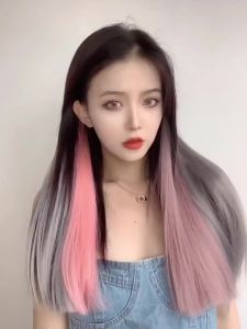 H&STAR Synthetic 50cm Long Straight 5pcs/Pack Hair Extension Multi Color Hairpiece Wigs for Women