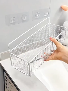 ICIC Kitchen Bathroom Rack Hanger Wrought Iron Multifunction Hanging Basket Bathroom Storage Rack