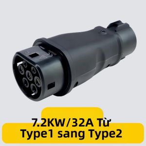 32A 7.2KW Loại 1 SAE J1772 Sang Loại 2 Bộ Chuyển Đổi Ổ Cắm Bộ Sạc EV Cho Xe Điện 220V ~ 250V 16A 32A
