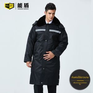 NUDO | เสื้อแจ็คเก็ตแบบหนาสำหรับฤดูหนาวสำหรับผู้ชาย ด้านหน้ามีแถบสะท้อนแสง ยาว ขนแกะผสม เสื้อแจ็คเก็ตแบบยูนิเซ็กซ์สำหรับฤดูหนาว