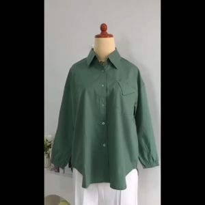 SJM KEMEJA POLOS KANTONG LIPAT TANGAN KARET VIRAL KATUN POPLIN PREMIUM 8115