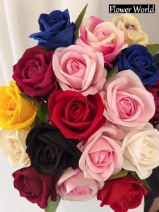 Bunga Mawar Palsu Plastik & Dekorasi Rumah