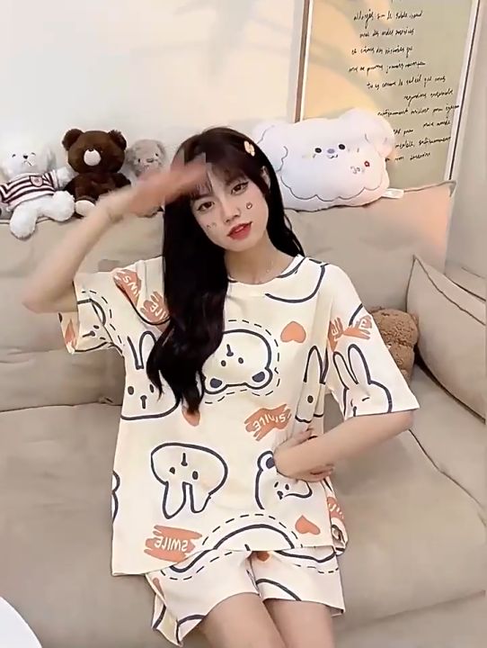 Bộ ngủ nữ Bộ mặc nhà đùi cute trẻ trung họa tiết đáng yêu D9086 Đồ mặc ...