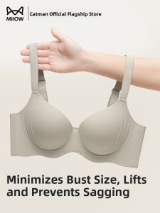 miiow | Adjustable Large Size Bra Womens Underwear Lift Anti-Sagging Big Chest Illusory Gathered Support Side Breast Prevention Nylon Fabric