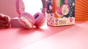 Headphone 3D DJ Bando Hello Kitty Wireless Bluetooth AH-806D Stereo HKitty H.Kitty H Kitty Xtra Bass Headset Handsfree Earphone Musik Gaming Lucu Keren Extra Bass Karakter Kartun Motif Disney