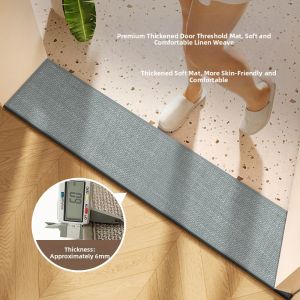 Linen Woven Bathroom Entrance Door Mat Ultra-Narrow Long Strip Floor Rug Absorbent Foot Pad Home Decorative Area Rugs