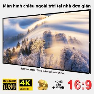 Màn Chiếu Ngoài Trời Kiểu Cũ Màn Chiếu Mềm Độ Phân Giải Cao 16:9 60-150 Inch Di Động Dành Cho Văn Phòng Giải Trí Tại Nhà