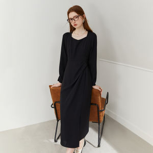 Elegant Vintage French Style Square Collar Dress Womens Spring New Design Sensation Professional Skirt Elegant Atmosphere