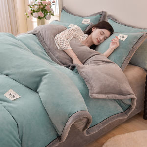 Luxurious Thickened Milk Velvet Bedding Set Double-Sided Coral Velvet Duvet Cover Bedding Dustcover Fitted Sheet for Autumn Winter