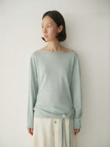 INSIS FEMME | Japanese Paper Yarn Off-Shoulder Simple Style Knit Top