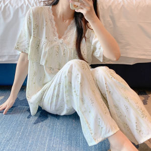 KASIHAN | Anti Bulge Ruffled Sleepwear Set Cotton Summer