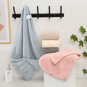 Thickened pineapple check coral velvet dry hair cap turban dry hair towel wipe head towel strong suction shower cap New style hair cap