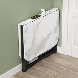 Ultra-Thin Extendable Rectangle Dining Table Simple Foldable No-Installation Required for Small Apartments Modern Minimalist Style Home Furniture