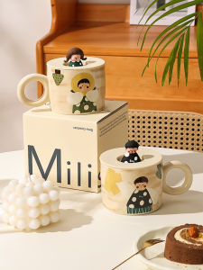 Cute Ceramic Mug with Lid Cup