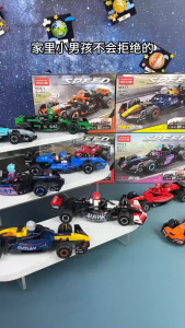 Formula Racing Car Building Block Toys Doll Driver Pull Back Race Car Model Gift for Kids Boys Girls