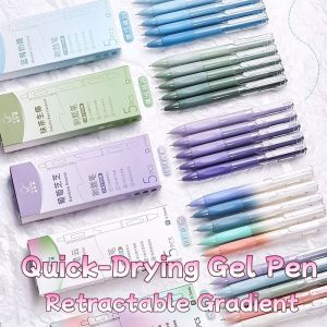 Retractable Quick-Drying Gel Pen with Gradient Soft Grip Black Ink Smooth Writing for Students Exam Practice School Supplies