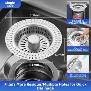 YEMO | 304 Stainless Steel Kitchen Sink Drain with Filter and Large Mesh