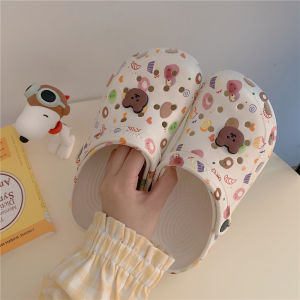 Adorable Thick-Heeled Sandals Womens Summer Garden Beach Head- Covered Clog Shoes Anti-Slip Cartoon Design Korean Style