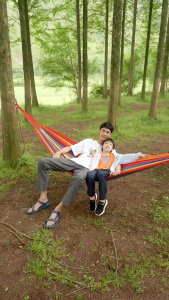 Portable Cotton Rope Outdoor Hammock with Storage Bag Foldable Cradle Hammock Heavy Duty for Camping Backyard Travel