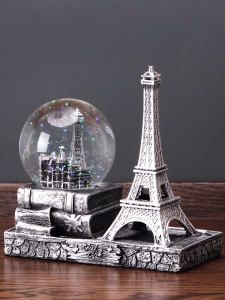 Quả cầu pha lê tháp Eiffel cổ điển với mô hình tháp Eiffel và sách cổ quà tặng sinh nhật quà lưu niệm decor trang trí bàn làm việc nhà cửa