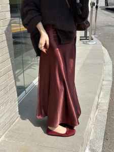 Váy Đuôi Cá Acetate A-Line Cho Nữ Mùa Thu Thanh Lịch Thon Gọn Váy Dài Chữ a Chất Liệu Satin Cao Cấp Đẹp