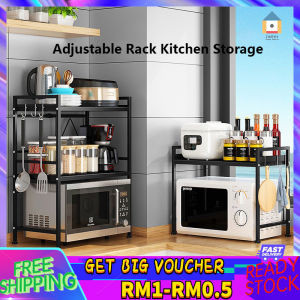 【Malaysia Spot Sale】Household Adjustable Rack Kitchen Storage Rak Dapur Storage Organizer Microwave Oven Storage Rack廚房置物架加厚不銹鋼