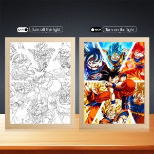 Bandai | Anime Seven Dragons Pearl Lamp Painting Photo Frame Vegeta LED Night Light Birthday Bedroom Decoration Original Gift Photo Frame