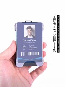 Metal Carbon Fiber Aluminum Alloy RFID Work ID Card Holder Personalized Two-In-One Chest Badge Case Business OL Style