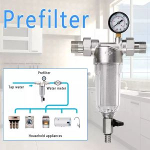 Air Prefilter Pressure Regulator Valve with Gauge and Water Trap Prefilter for Spray Gun Tools Micron Filter With Pressure Gauge Full House Circulation Phosphorus Removal Filter Large Flow