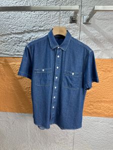 Retro Stylish Mens Short Sleeve Cotton Shirt Pure 100% Cotton Skin-friendly Breathable Fashion Urban Workwear Denim Shirt